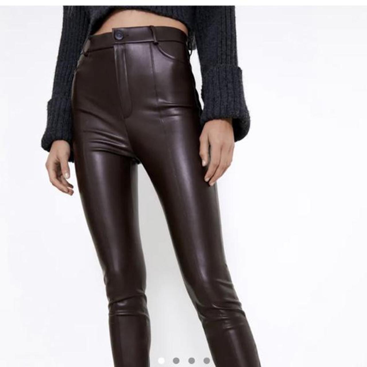 chocolate brown leggings zara