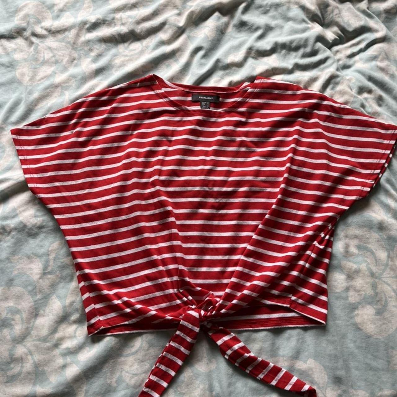 Striped red and white top with knot detail. Perfect... - Depop