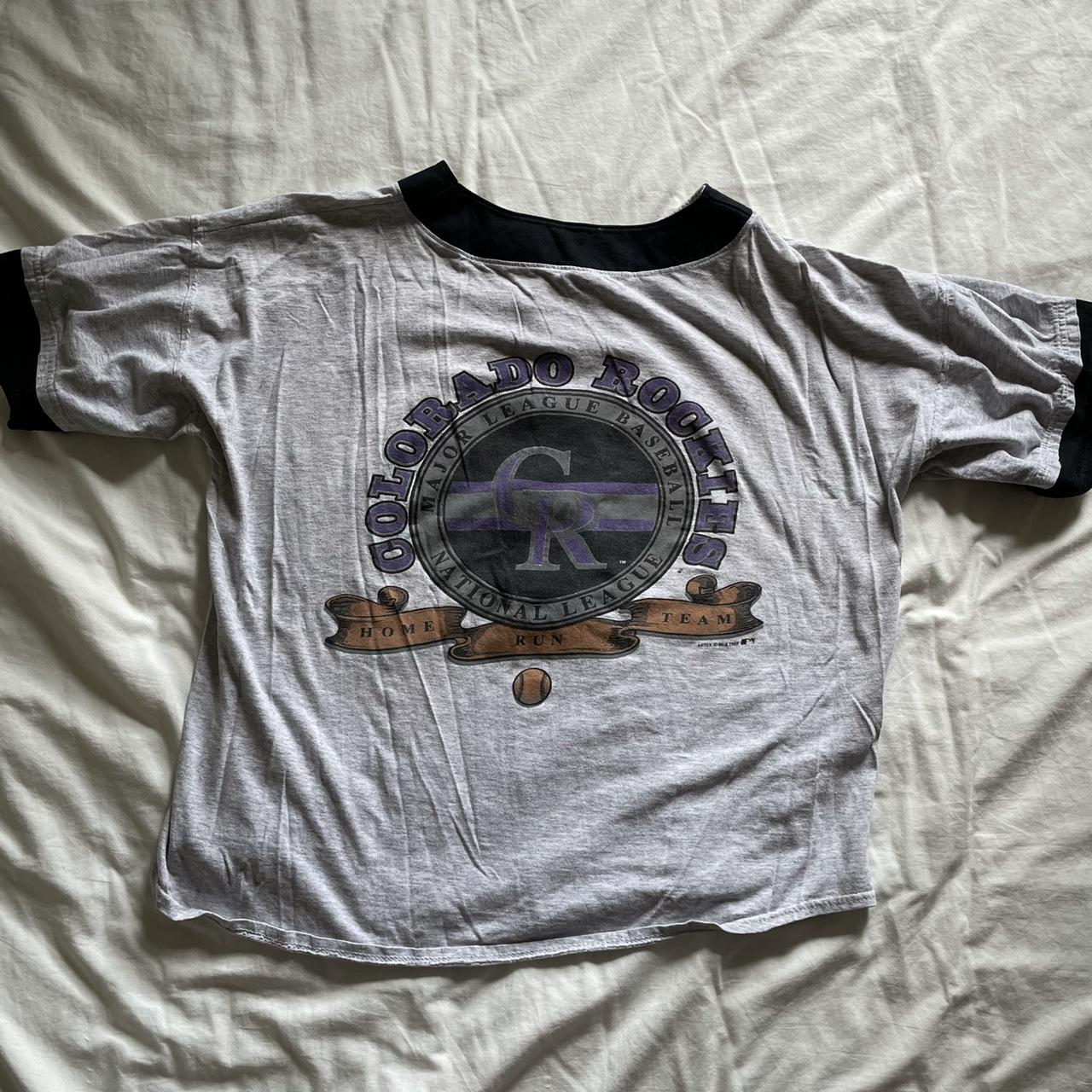 Vintage 1990s Colorado Rockies Baseball MLB T-shirt Grey 