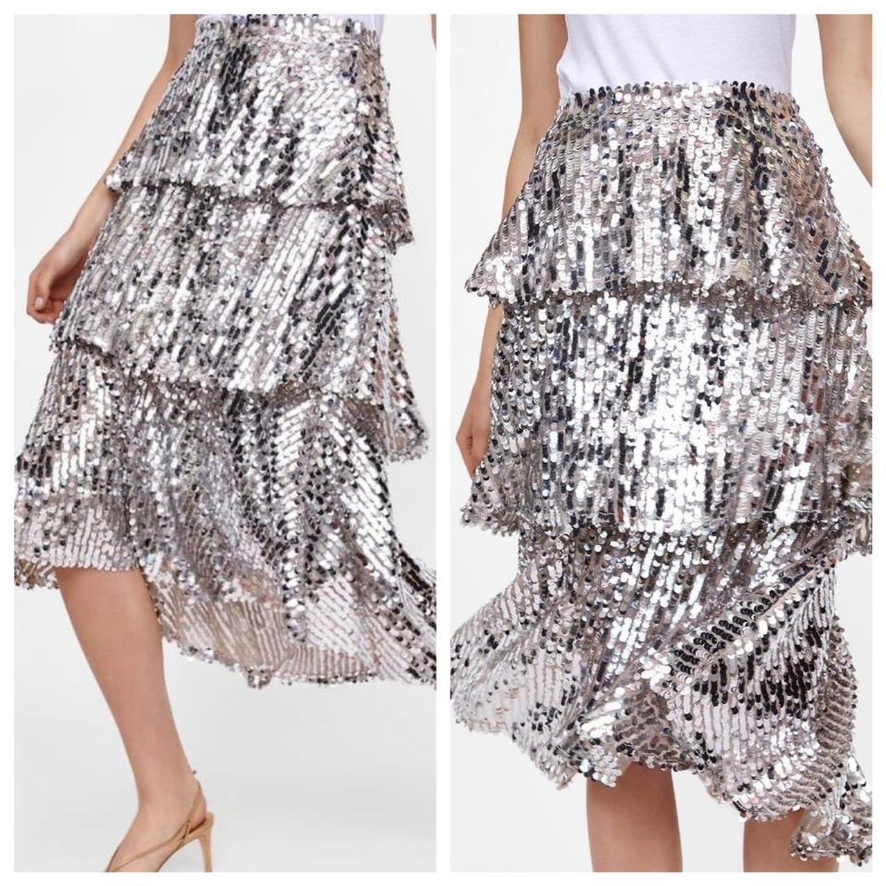 Sequin ruffle skirt clearance zara