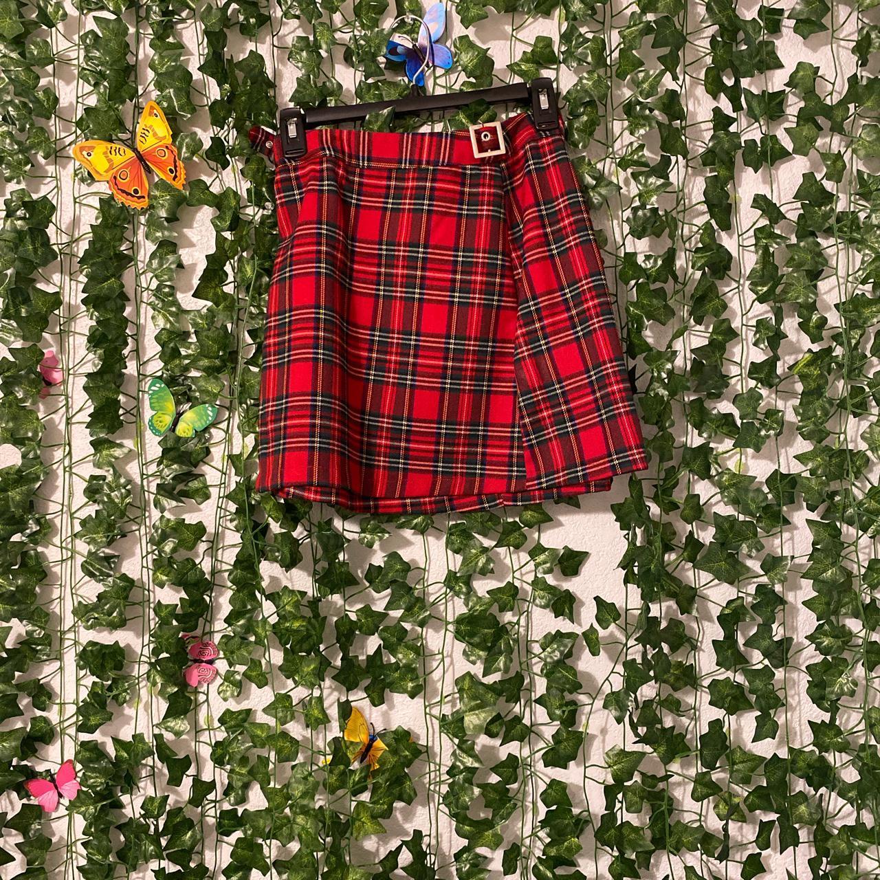 pacsun red plaid skirt