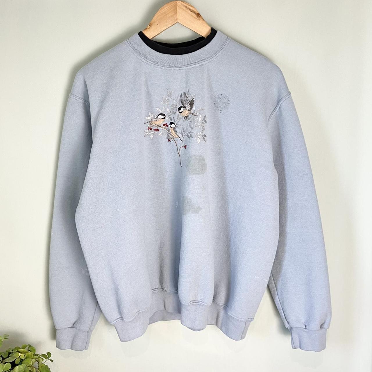 Top Stitch Women's Blue Sweatshirt | Depop