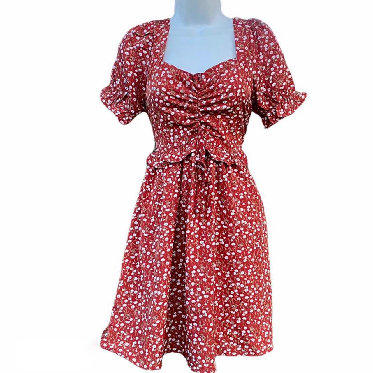 Product Image 1 - Romwe Floral Cottagecore Ruched Dress.
