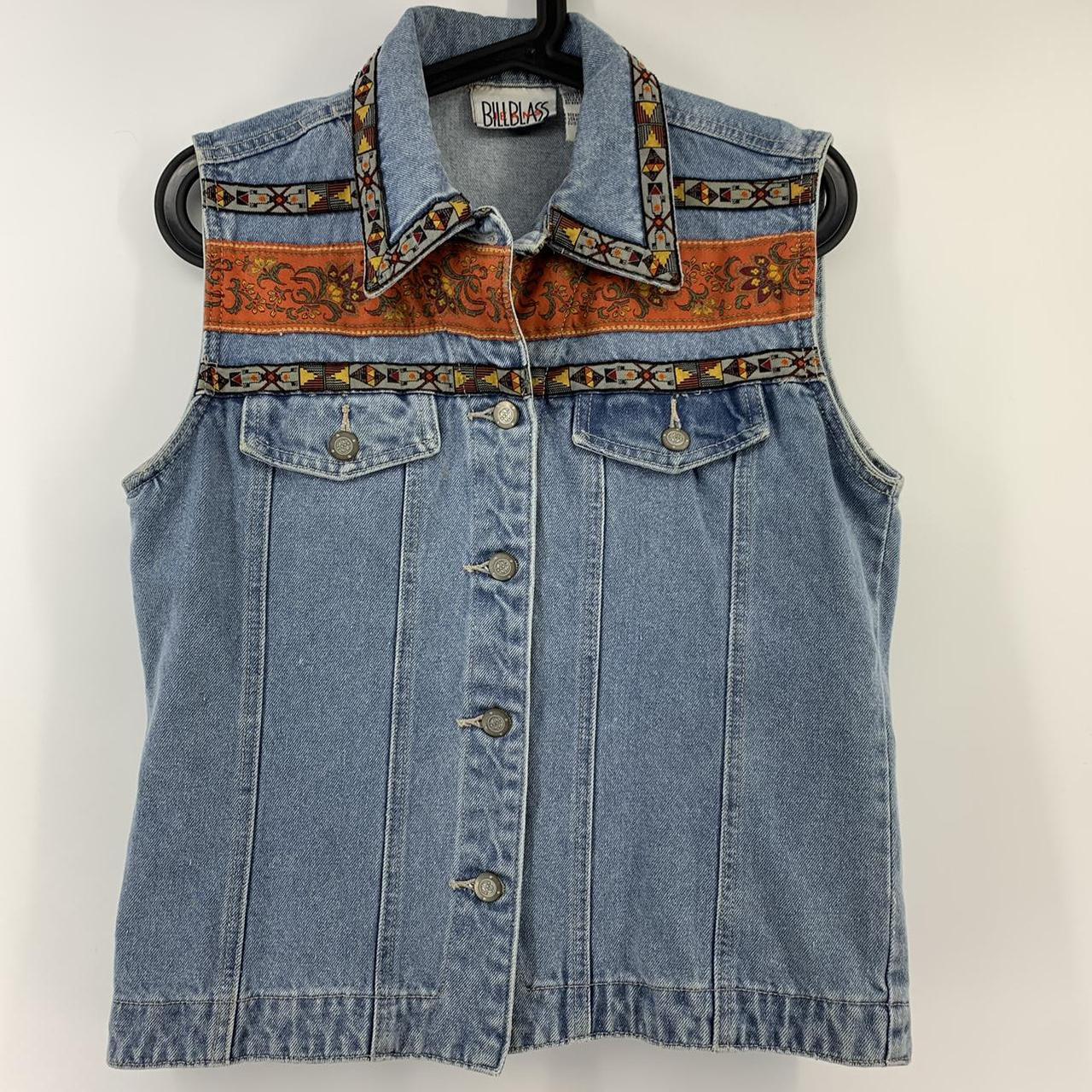 Vintage Jean vest. Denim material. Western design.... - Depop