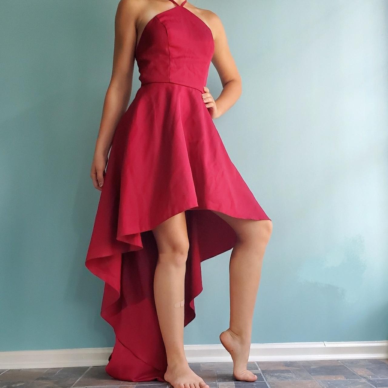 SPEECHLESS high low hem line red satiny dress. So... - Depop