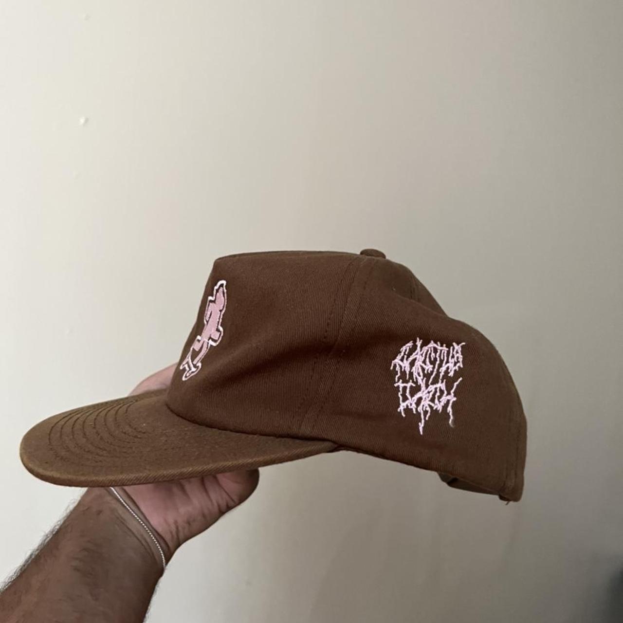 The cap Travis Scott Cactus Jack Skate Hat in Brown worn by Travis