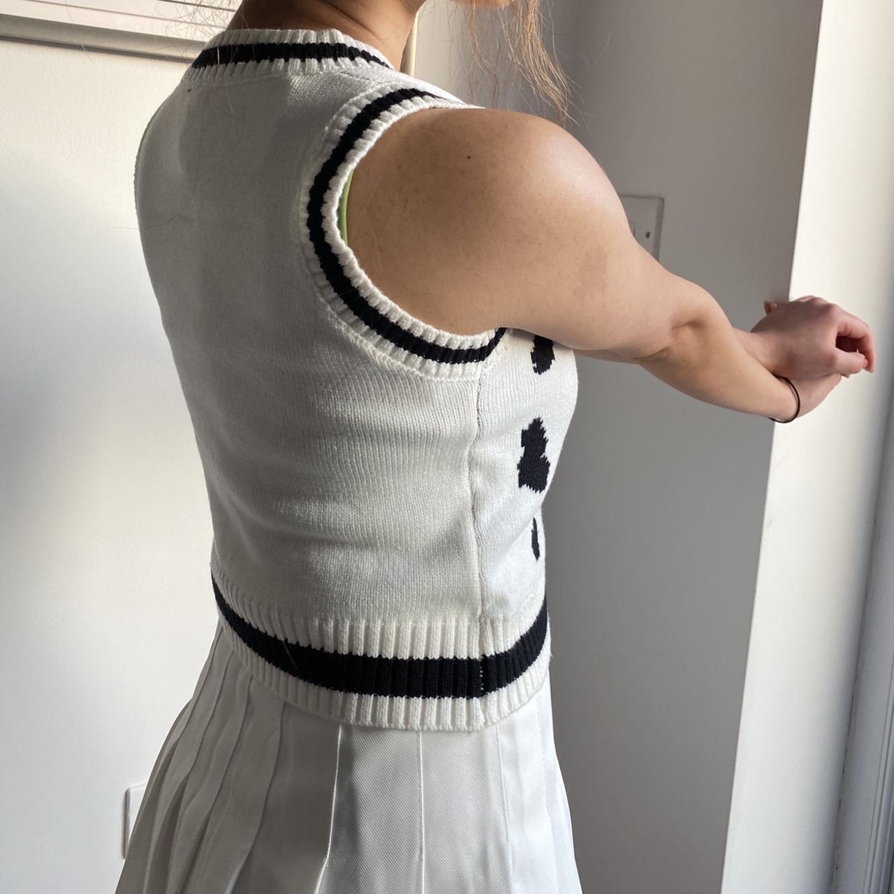 Cow print sweater vest crop style Vneck knitwear in... Depop