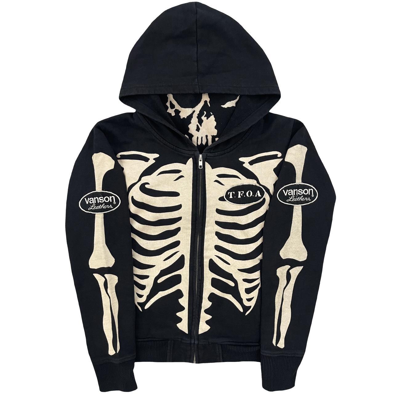 Vanson Leathers Skeleton Hoodie. Skull face... - Depop