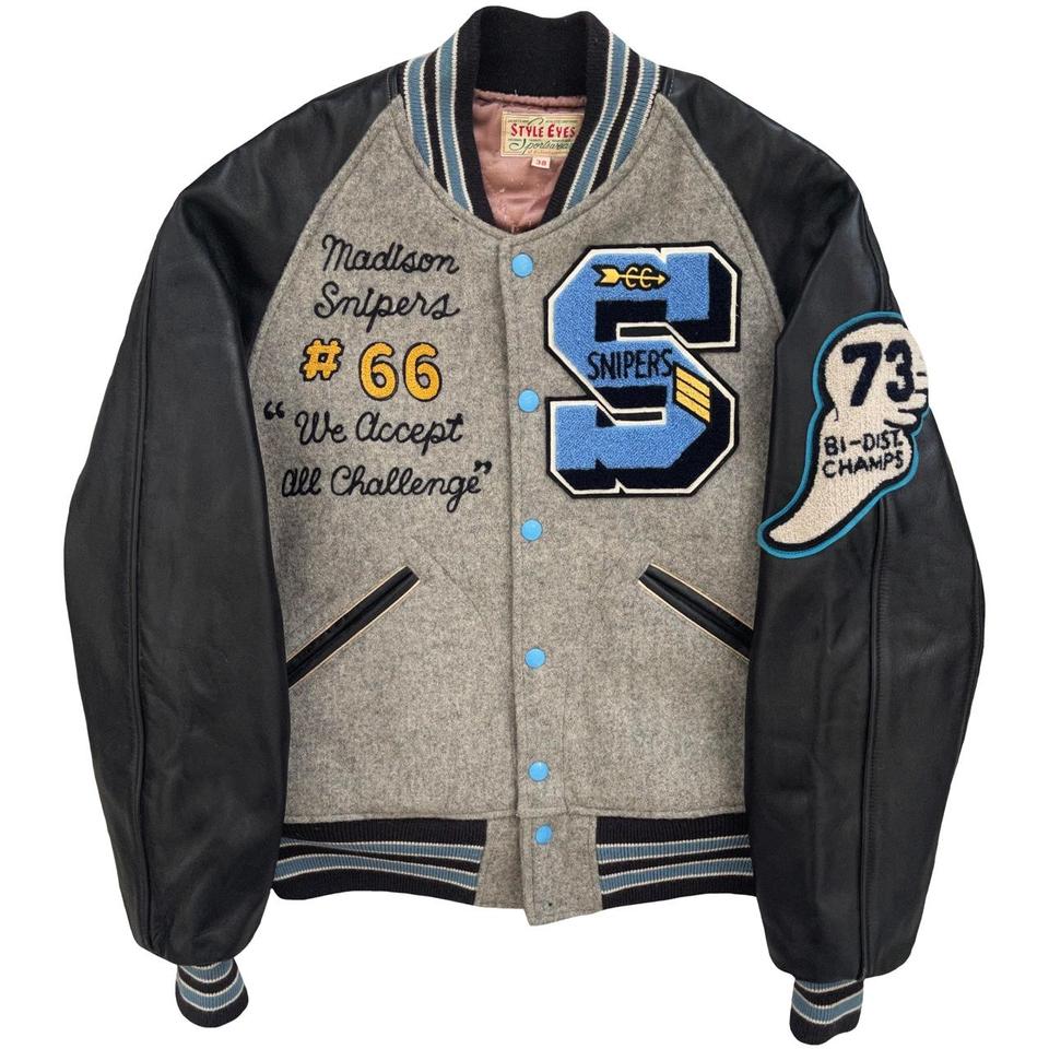 St. Louis Blues Retro Varsity Reebok Jacket M Men Gray Wool Leather YGI  B3-134