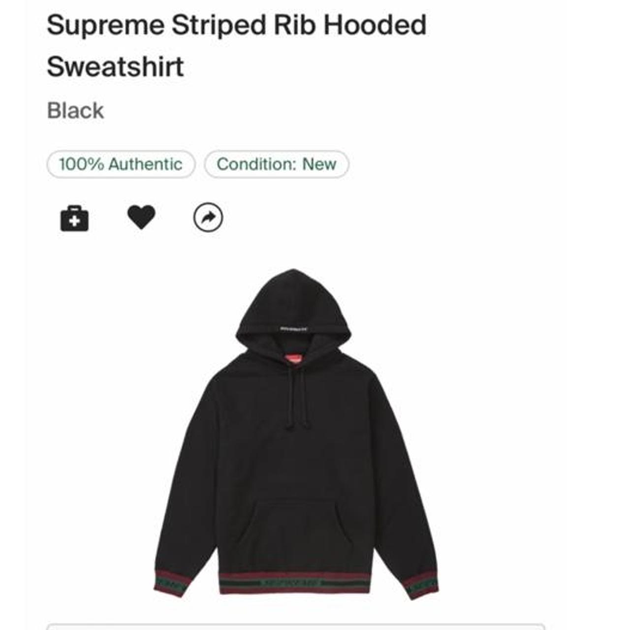 Size medium supreme striped rib hoodie - Depop