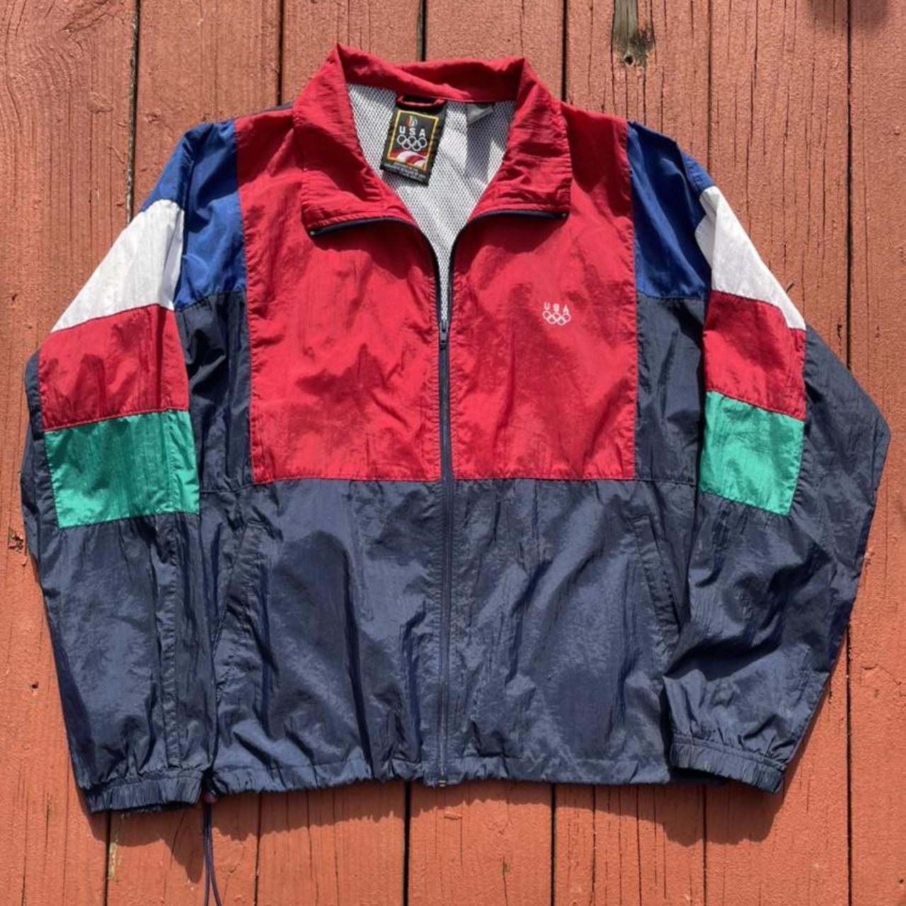 American Vintage Men's Red and Blue Jacket | Depop