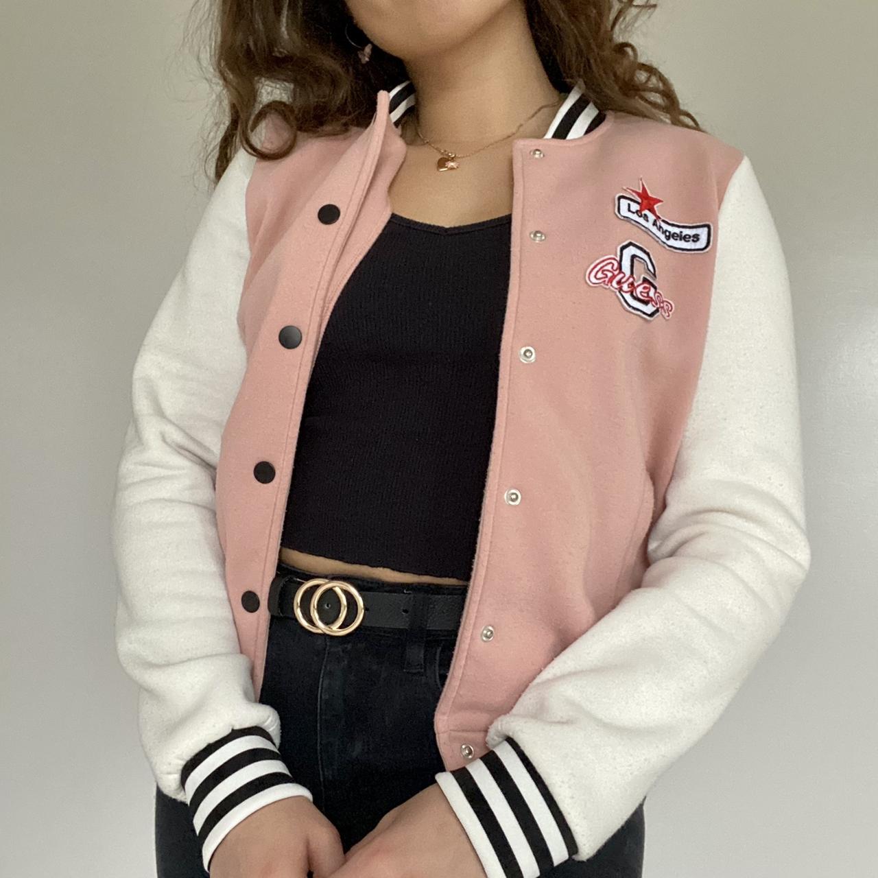 Guess pink hot sale bomber jacket