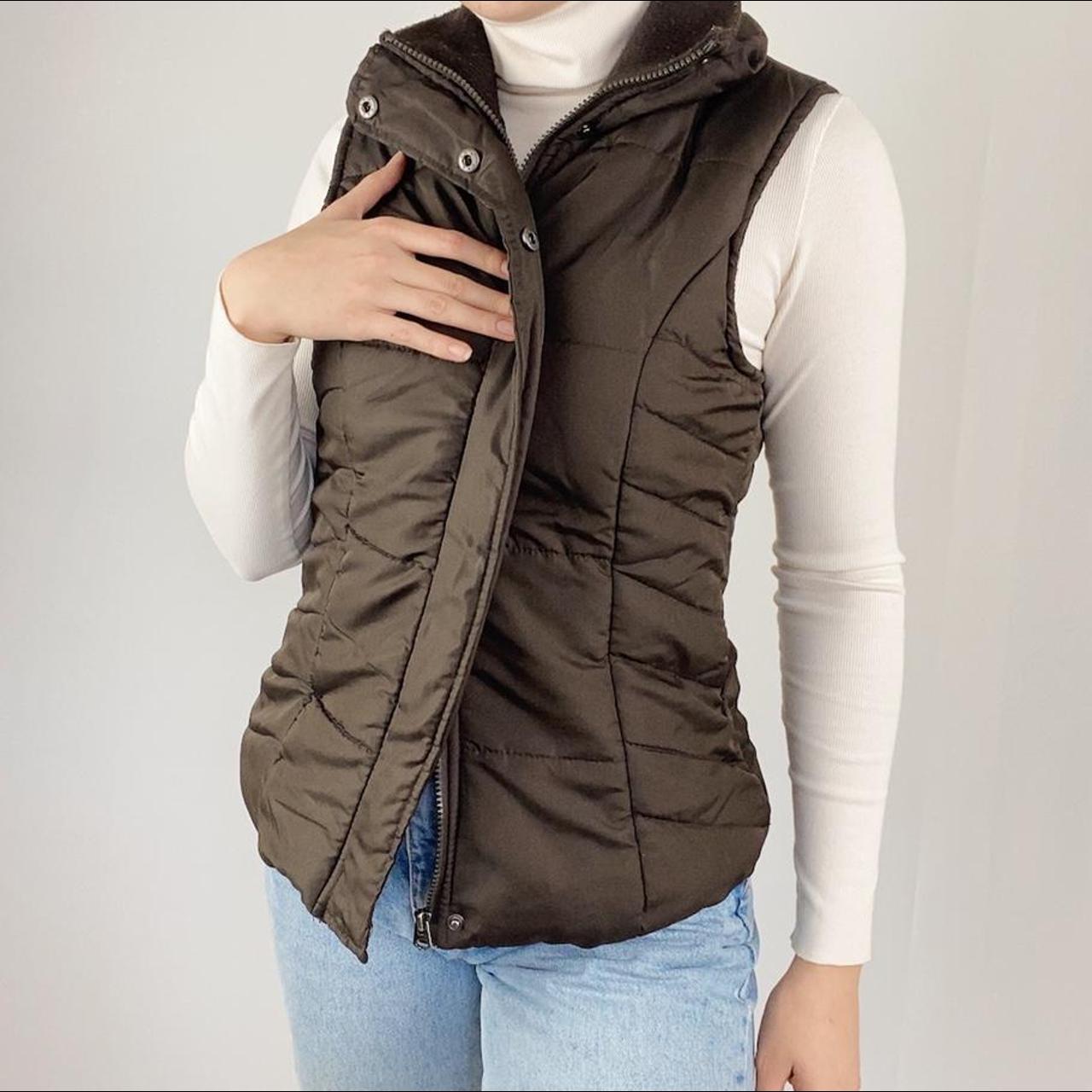 brown zip up vest