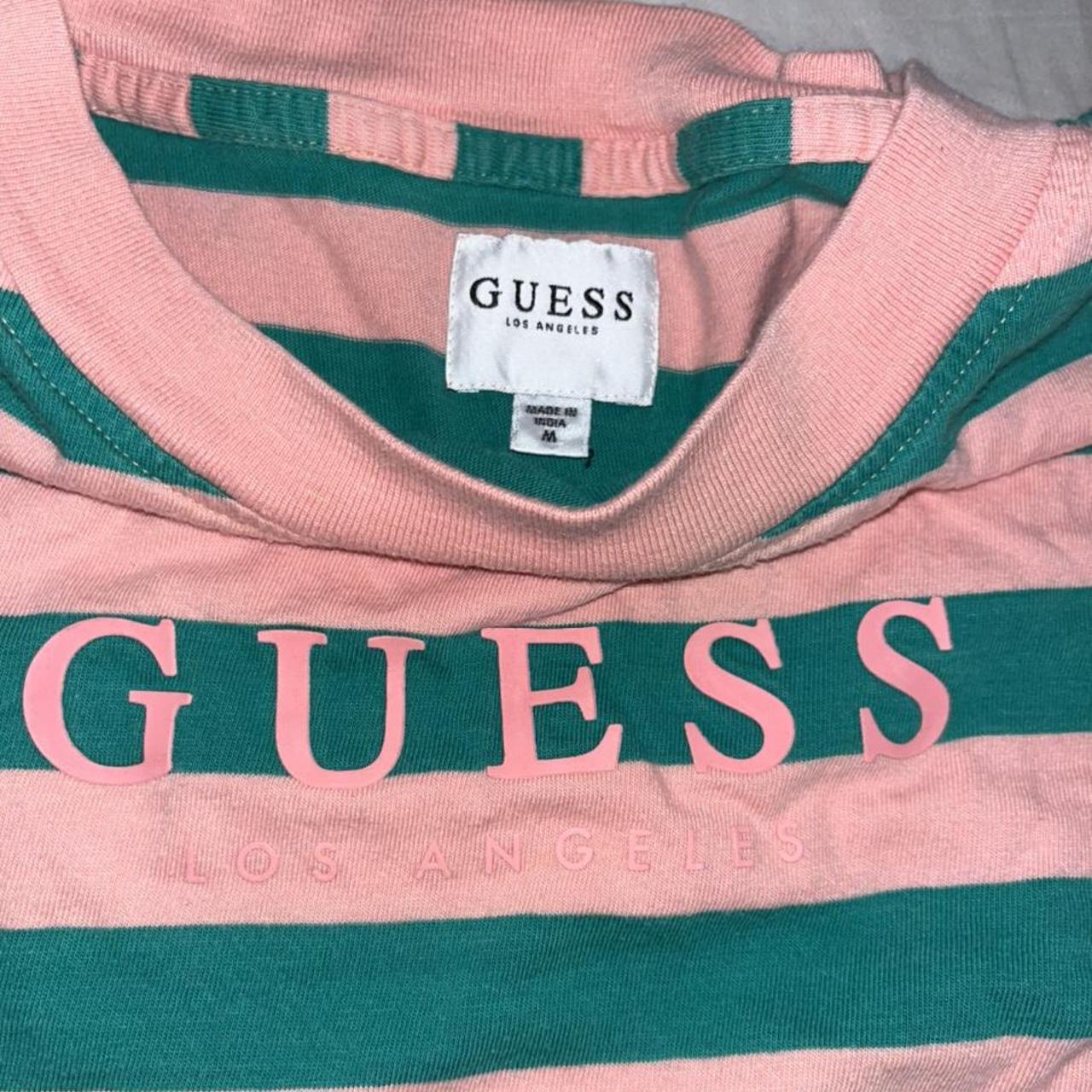 green and pink guess shirt comfy and cute with jeans