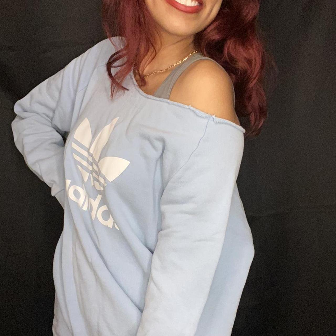 OVERSIZE LIGHT BLUE SWEATER 🏮Brand - Adidas 🏮Size... - Depop