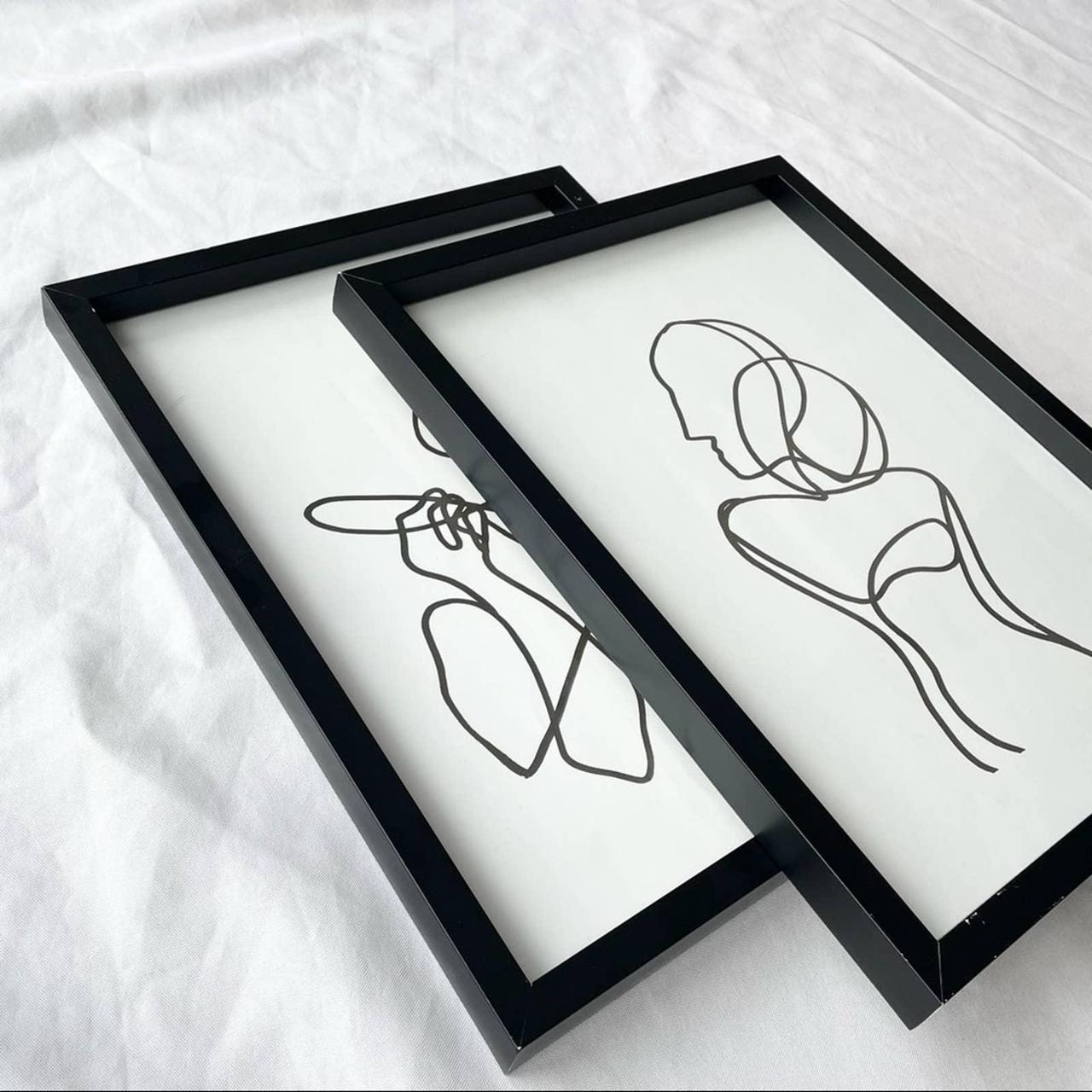 Minimalist Line Art Black Framed Wall Art 11x14 inch... Depop