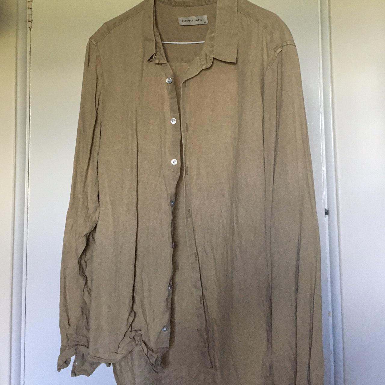 Assembly label brown/gold linen shirt. Size M - Depop