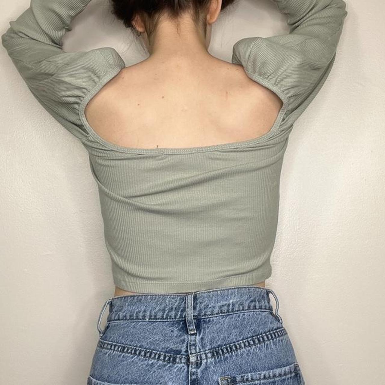 Sage Green Puff Sleeve Top Zara FREE SHIPPING Brand... Depop