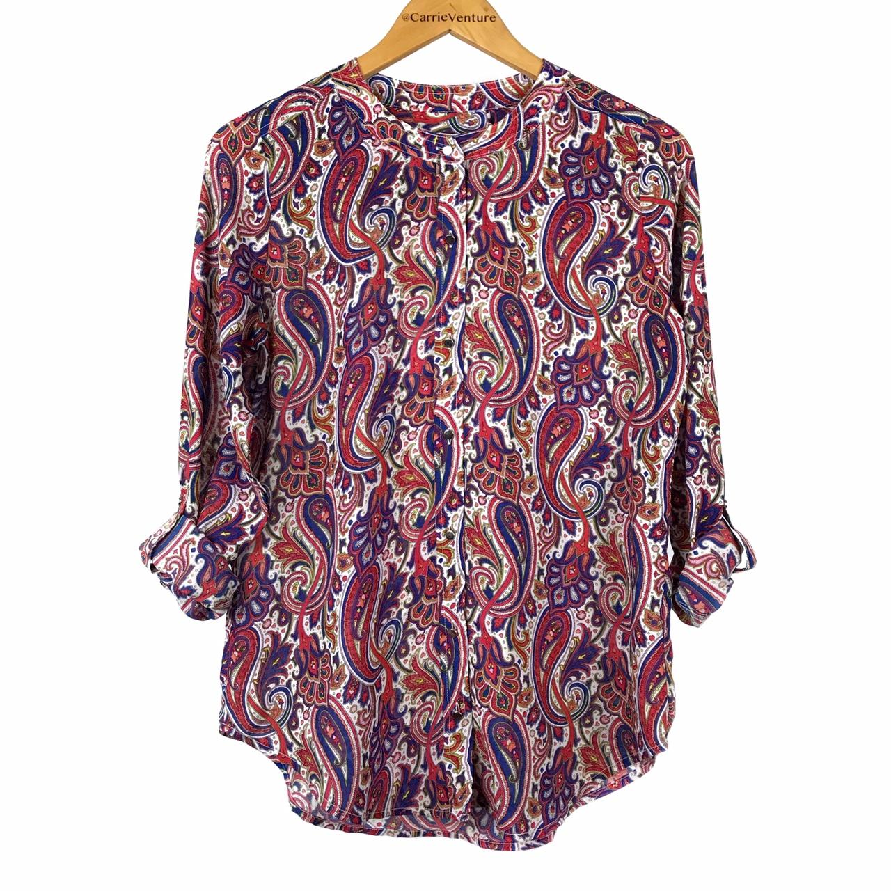 Liz Claiborne Paisley Floral Roll Sleeve Blouse How... - Depop