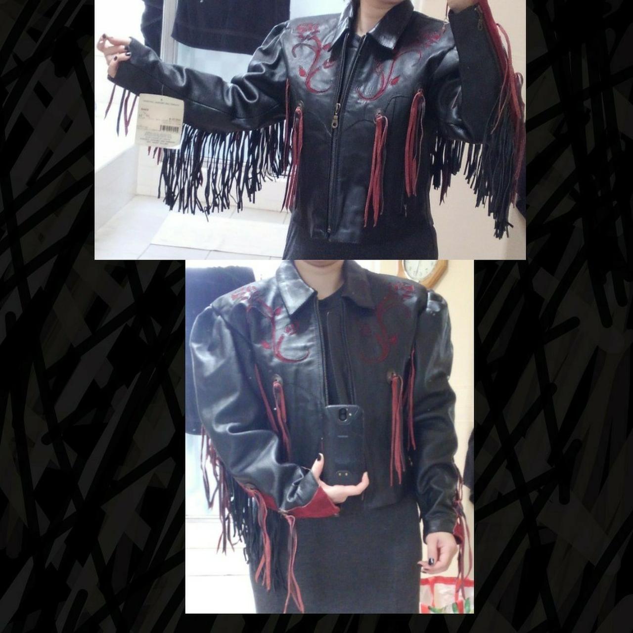 HighWay One leather jacket red suede rose inlays