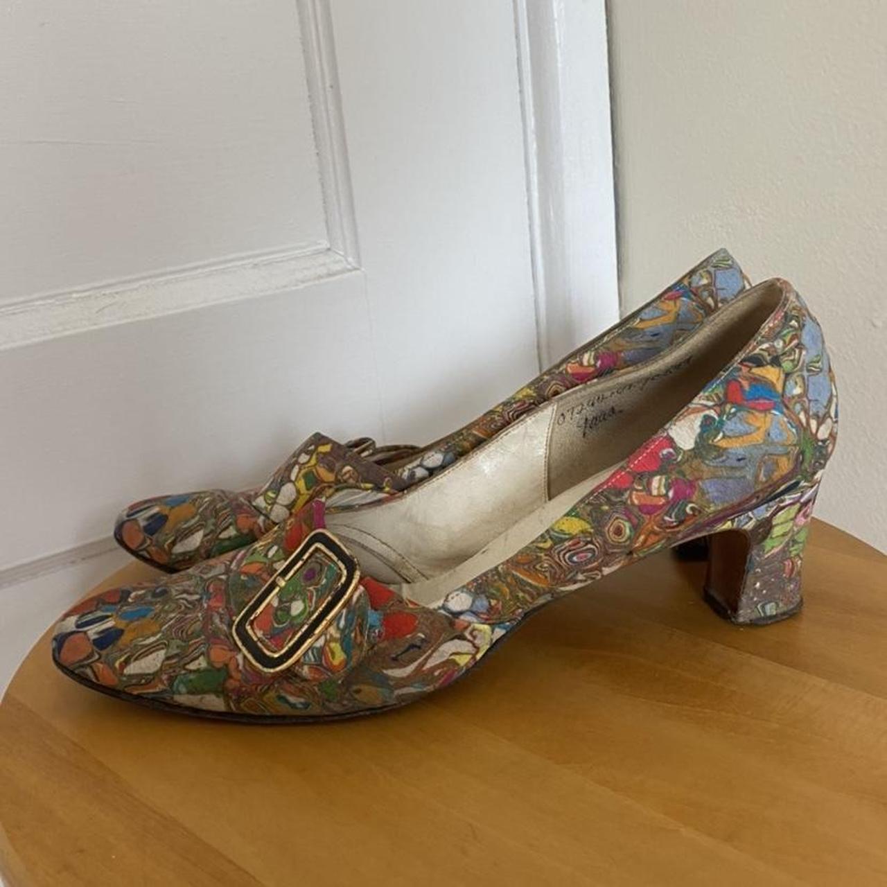. 1960s vintage psychedelic heels In poor condition,... - Depop