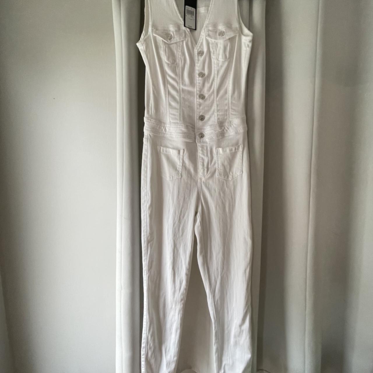 Guess white denim on sale jumpsuit