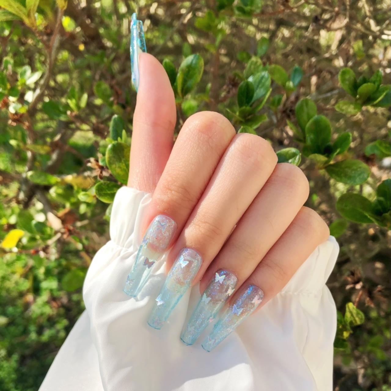 Blue LV Press On Nail Set Super cute LV set w - Depop