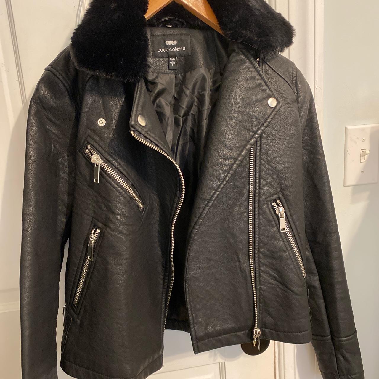 Never worn coco Colette leather jacket. Not sure if... - Depop