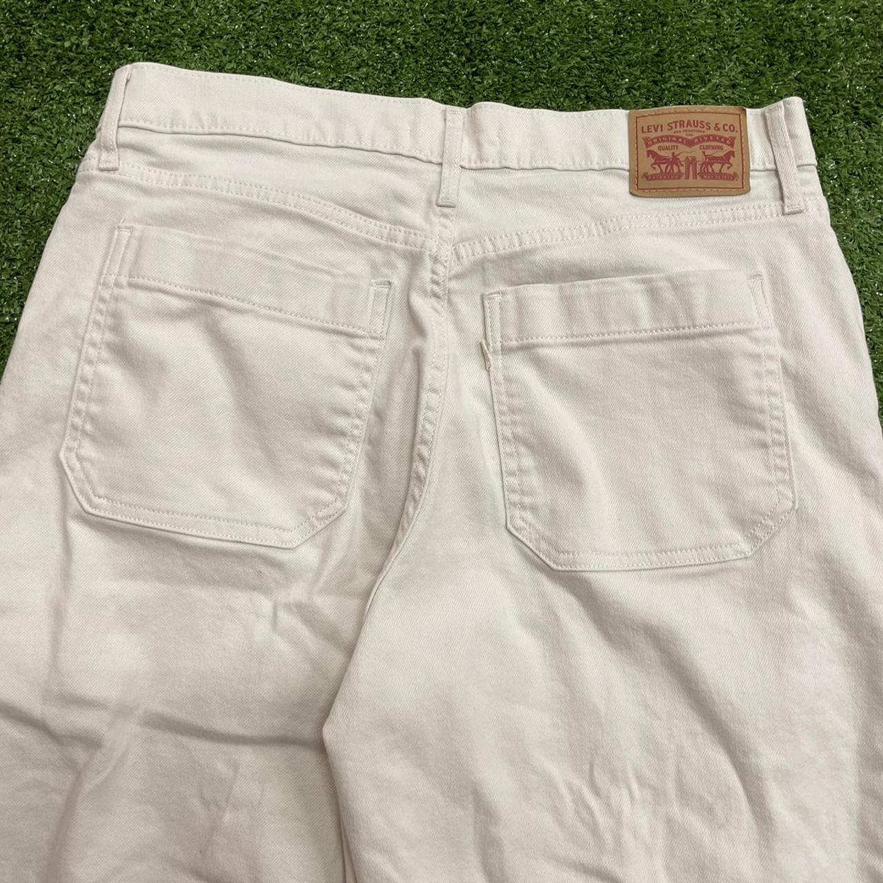 High Waisted Cropped Levis White... - Depop