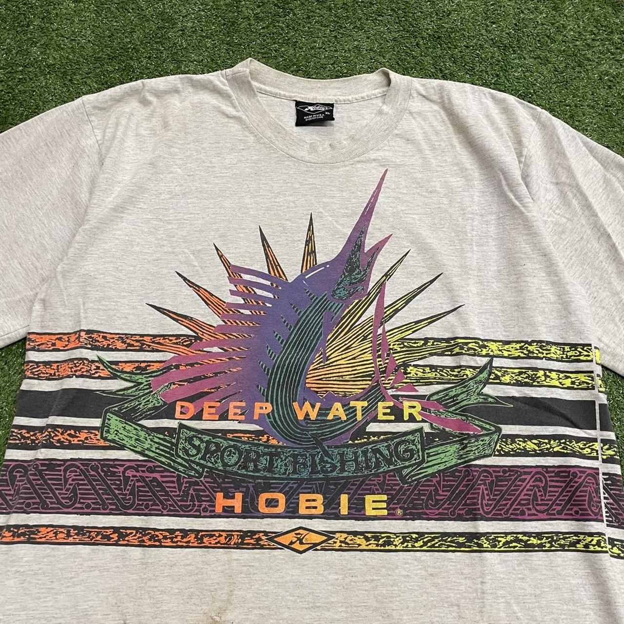 vintage fishing shirt bass and grass white on - Depop