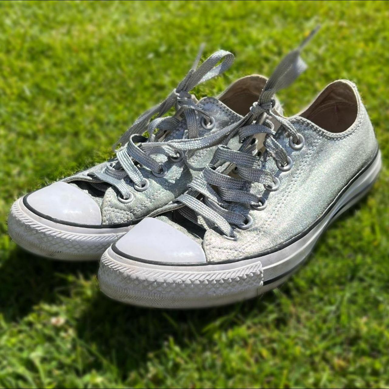 Womens size 5 silver sparkle converse shoes. Slight