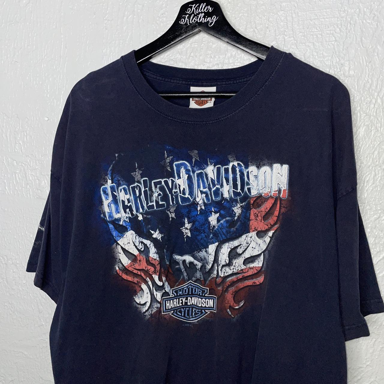 Harley Davidson Women's Navy and Red T-shirt (2)