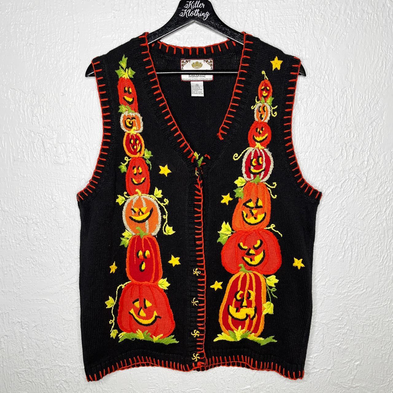 Halloween Vest •Women’s Vintage Halloween Pumpkin... Depop