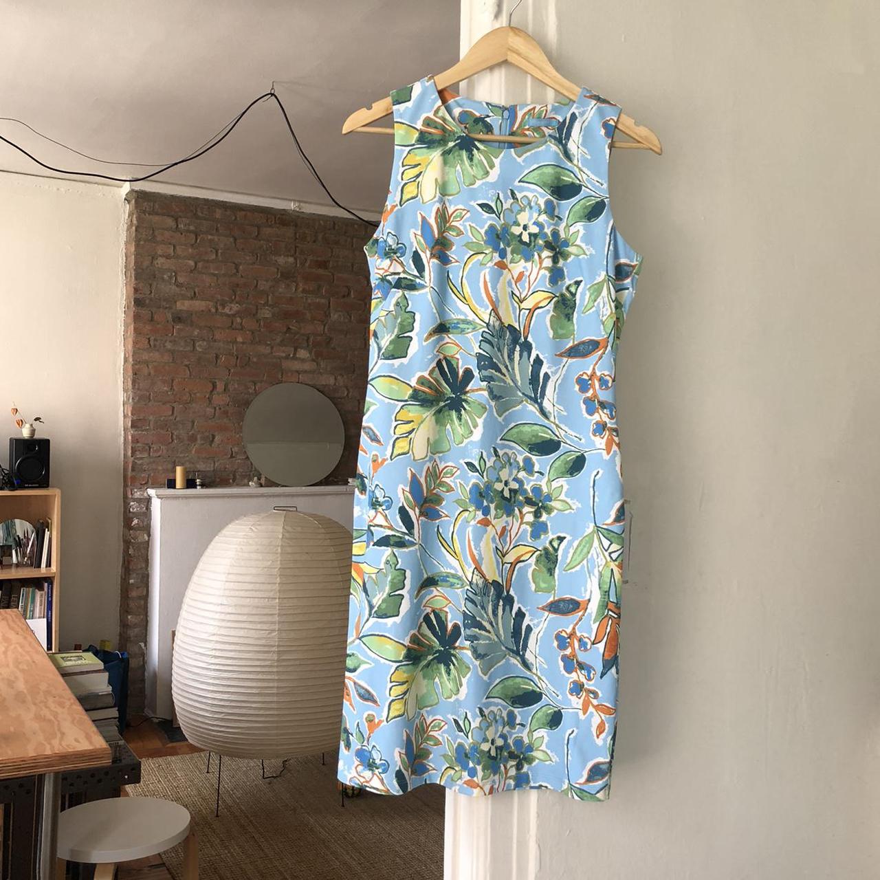 J. McLaughlin Summer palm print sleeveless midi... Depop