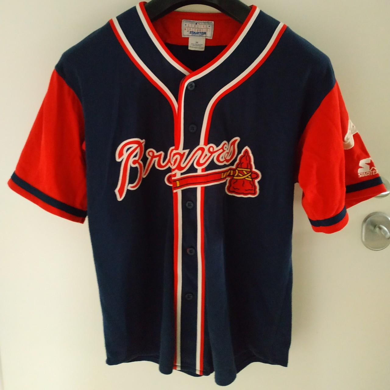 Vintage Atlanta Braves Pullover Jersey MLB Baseball - Depop