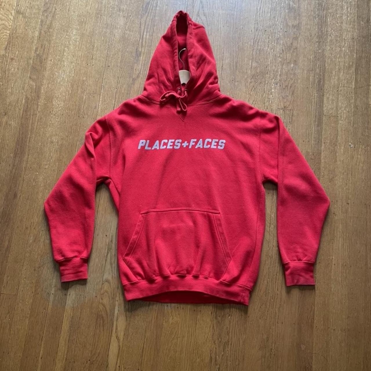 Places + faces red reflective hoodie. Good... - Depop