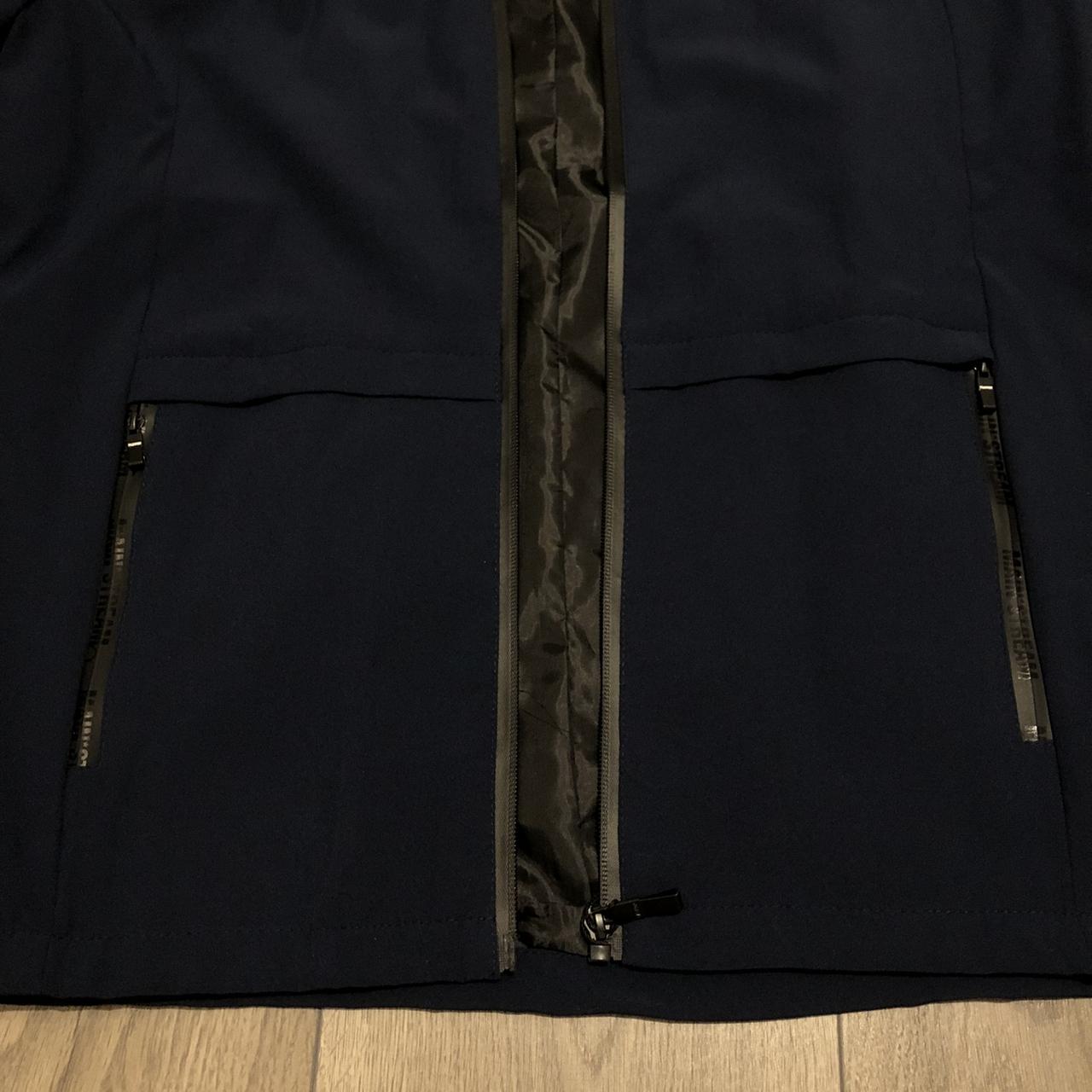 Navy blue coat with hood and silk lining. Made from... - Depop