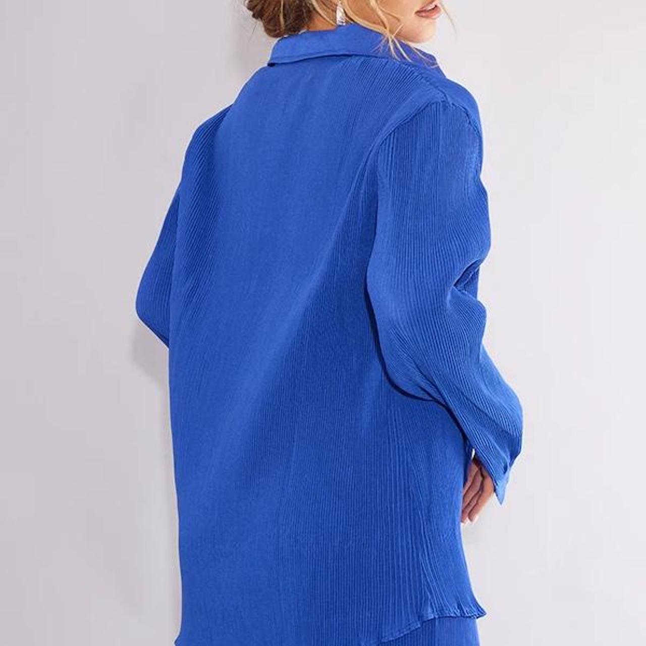 Pretty little thing Bright Blue Plisse Shirt and... Depop