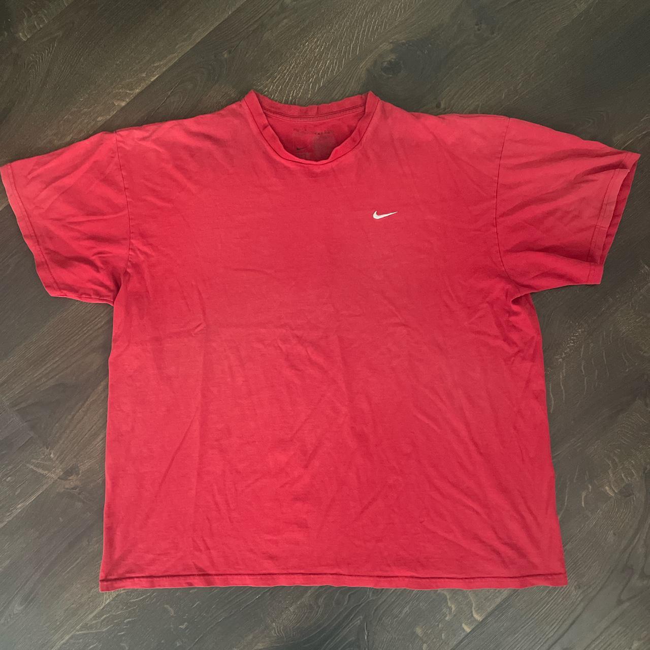 Nike Swoosh Red Shirt. Size XL. Light stains as... - Depop