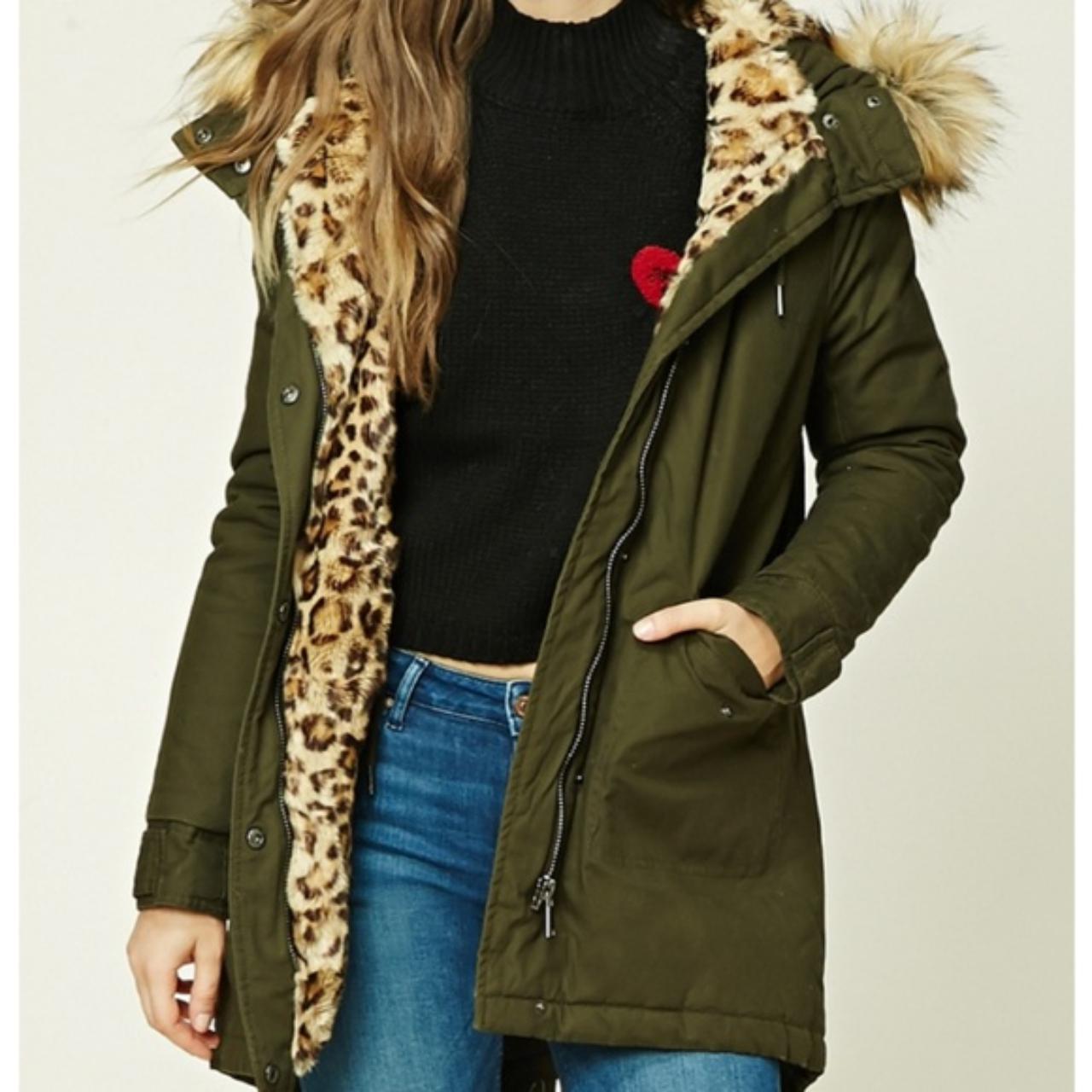 Leopard lined outlet parka