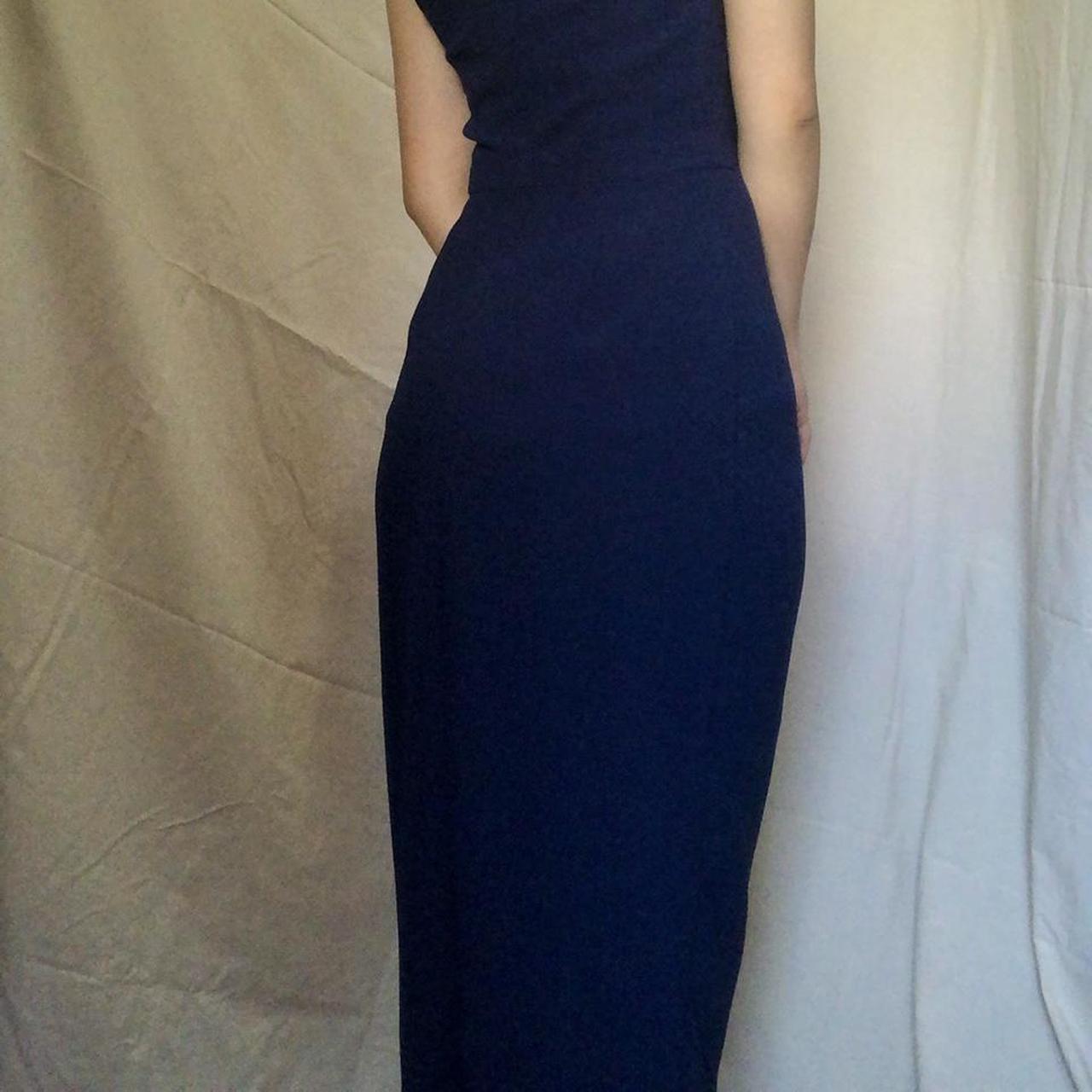 Navy halter neck gown with draped tulip skirt from... - Depop