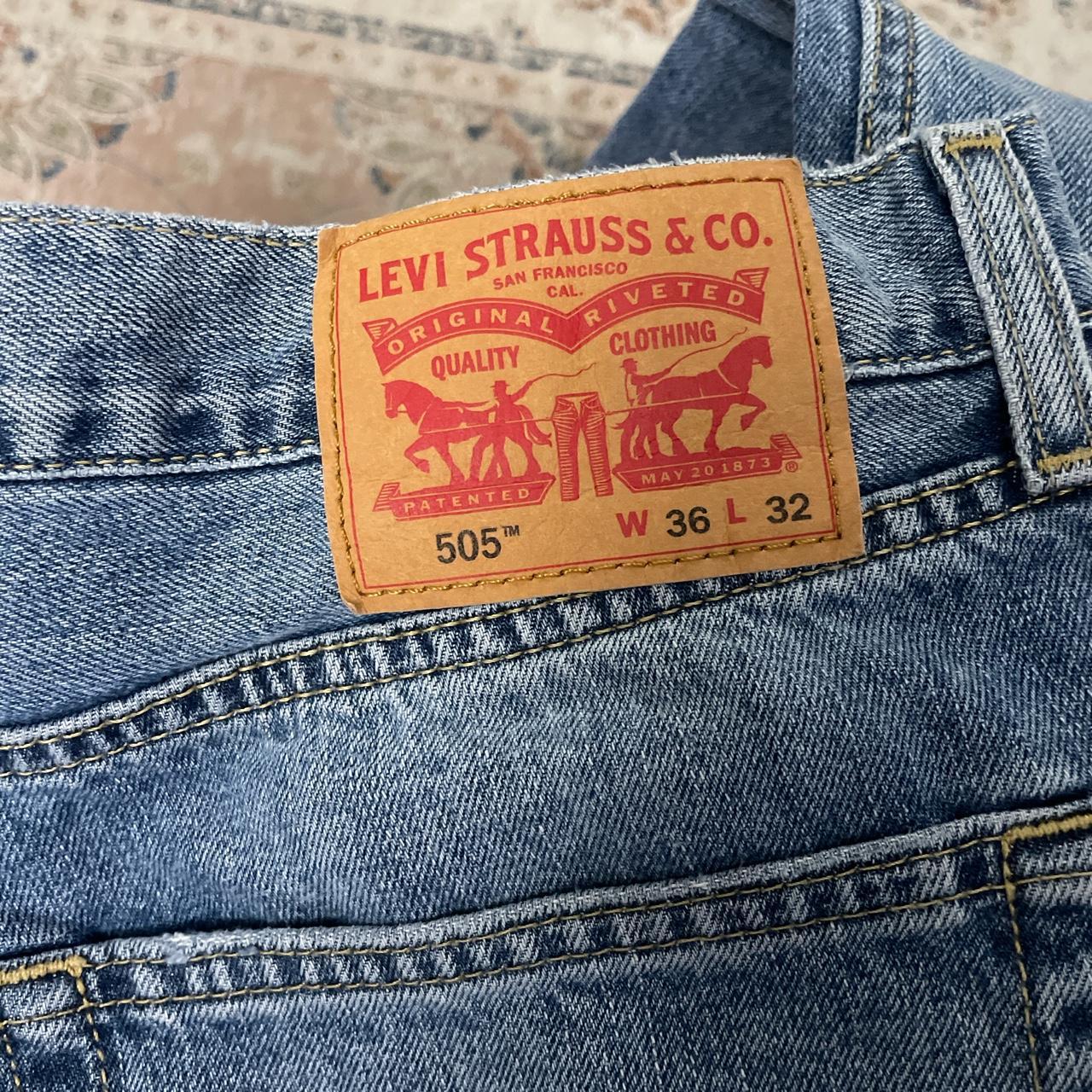 Levi’s 505 cropped 36x32 cropped and distressed by... - Depop