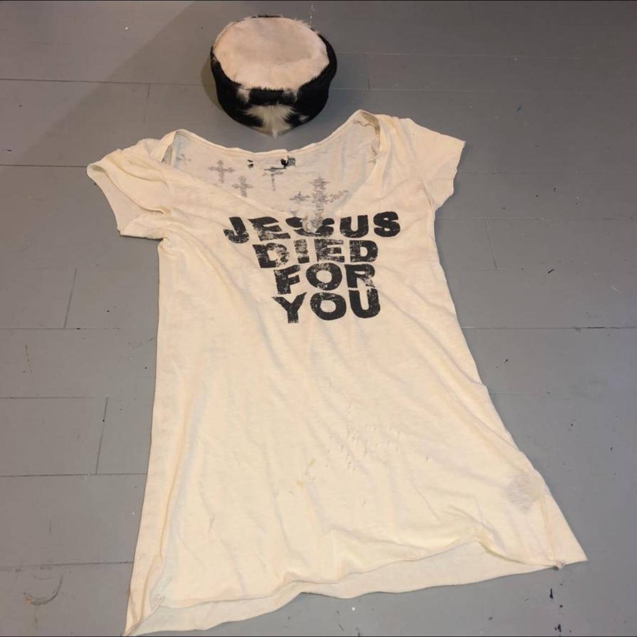 If six was nine “Jesus died for you” top , V neck