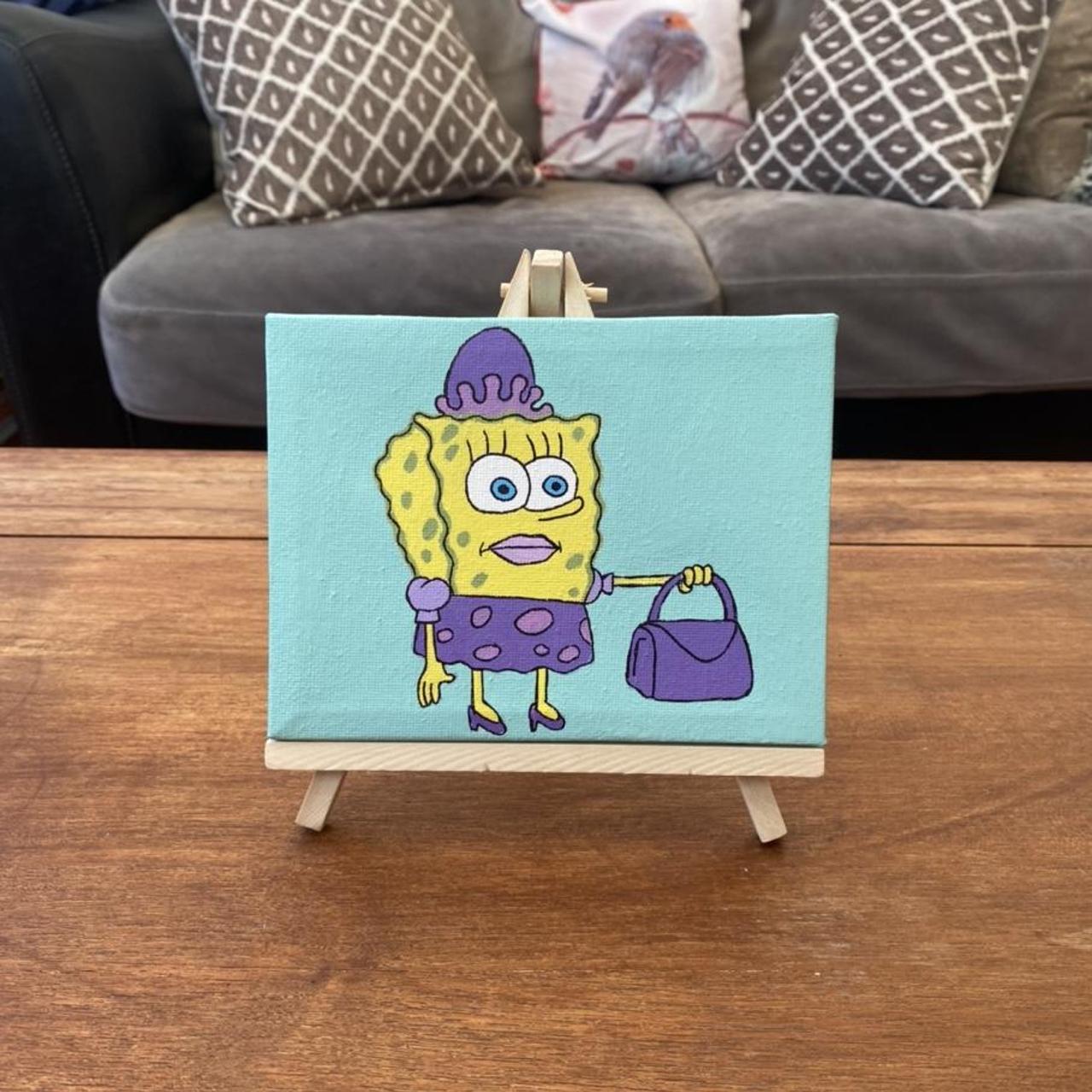 Sad spongebob 5x7 acrylic painting - Depop