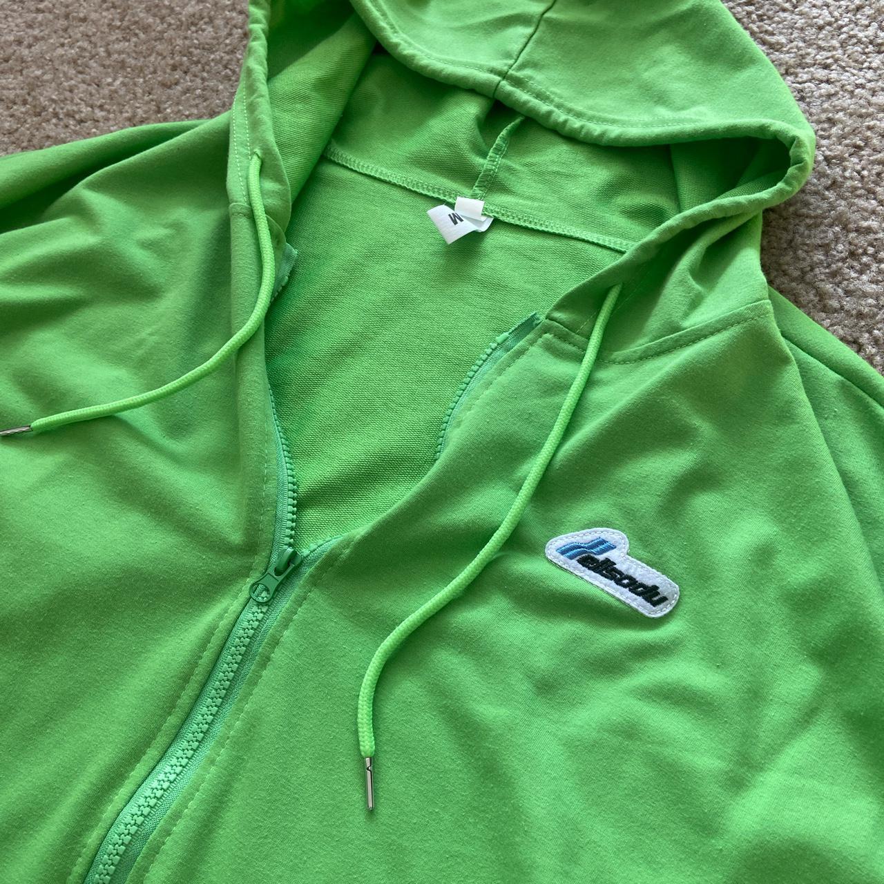 Vibrant lime green hoodie Size L-XL Light zip up... - Depop