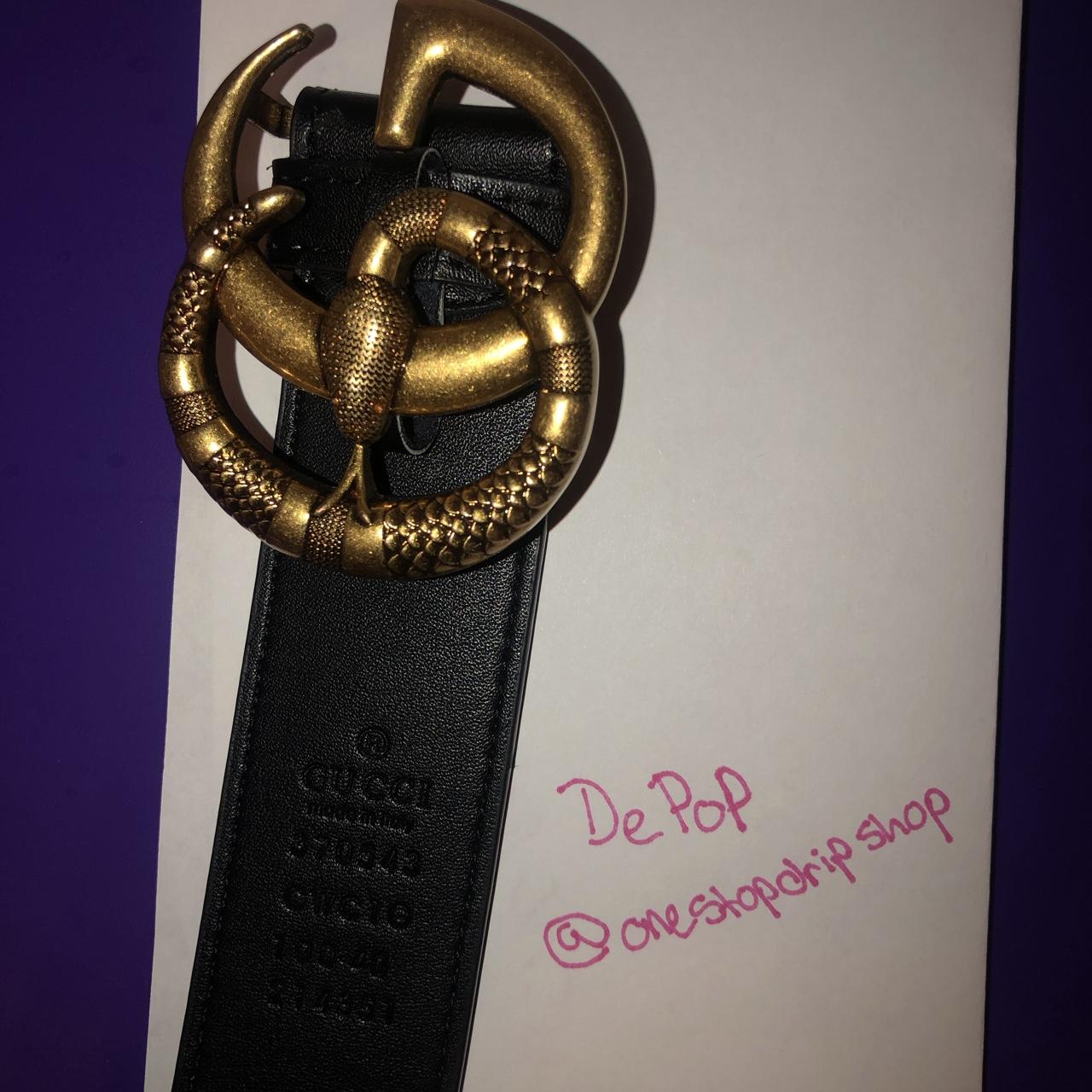 GUCCI GG Snake Gold Buckle Belt Gold/Brass With Leather
