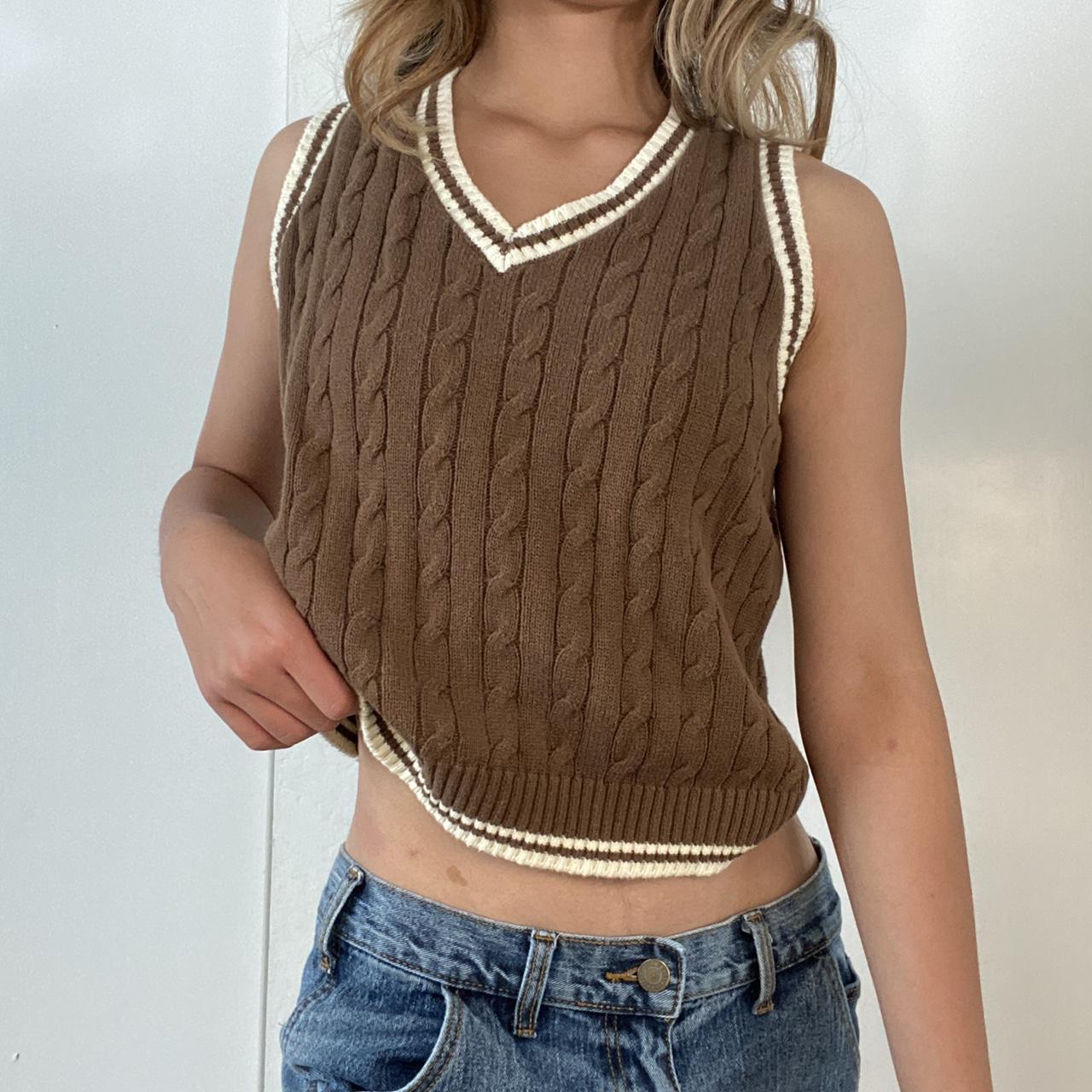 brandy melville marlena brown sweater vest,