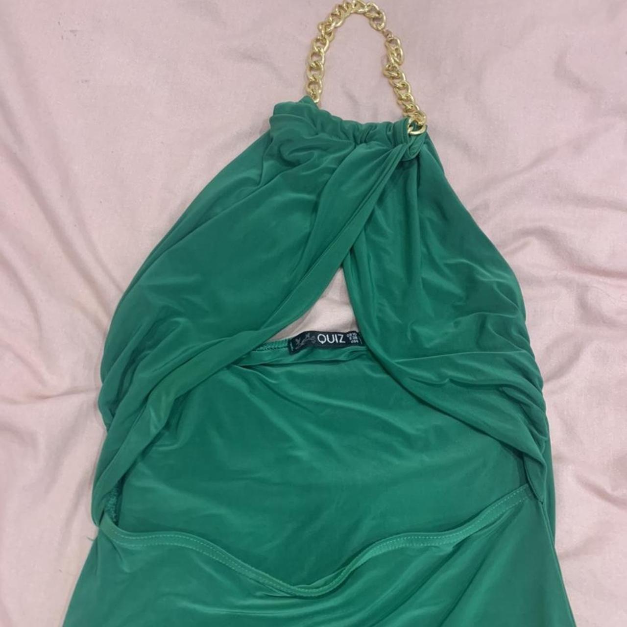 Quiz green halter neck chain dress Size... Depop