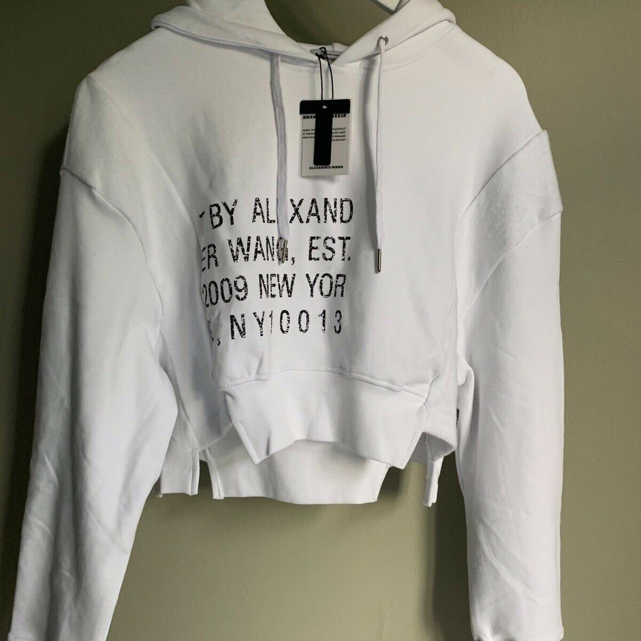 ALEXANDER WANG Cropped White Hoodie, Irregular Depop
