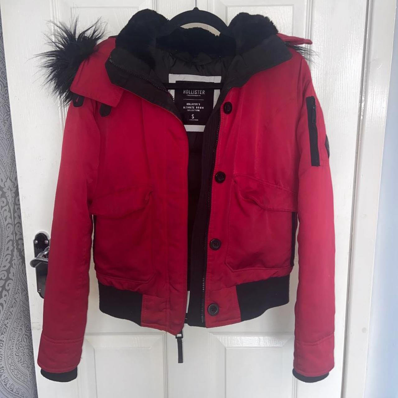 Hollister red bomber jacket best sale